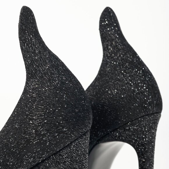 Saint Laurent Thorn Black Sparkle High-Counter Pointed-Toe Pumps - Picture 8 of 10
